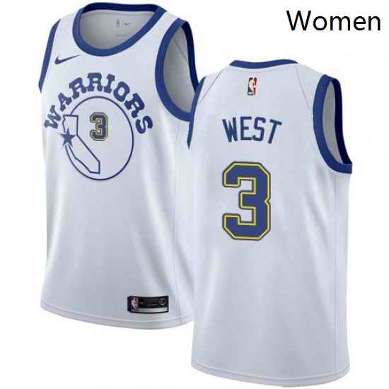 Womens Nike Golden State Warriors 3 David West Authentic White Hardwood Classics NBA Jersey